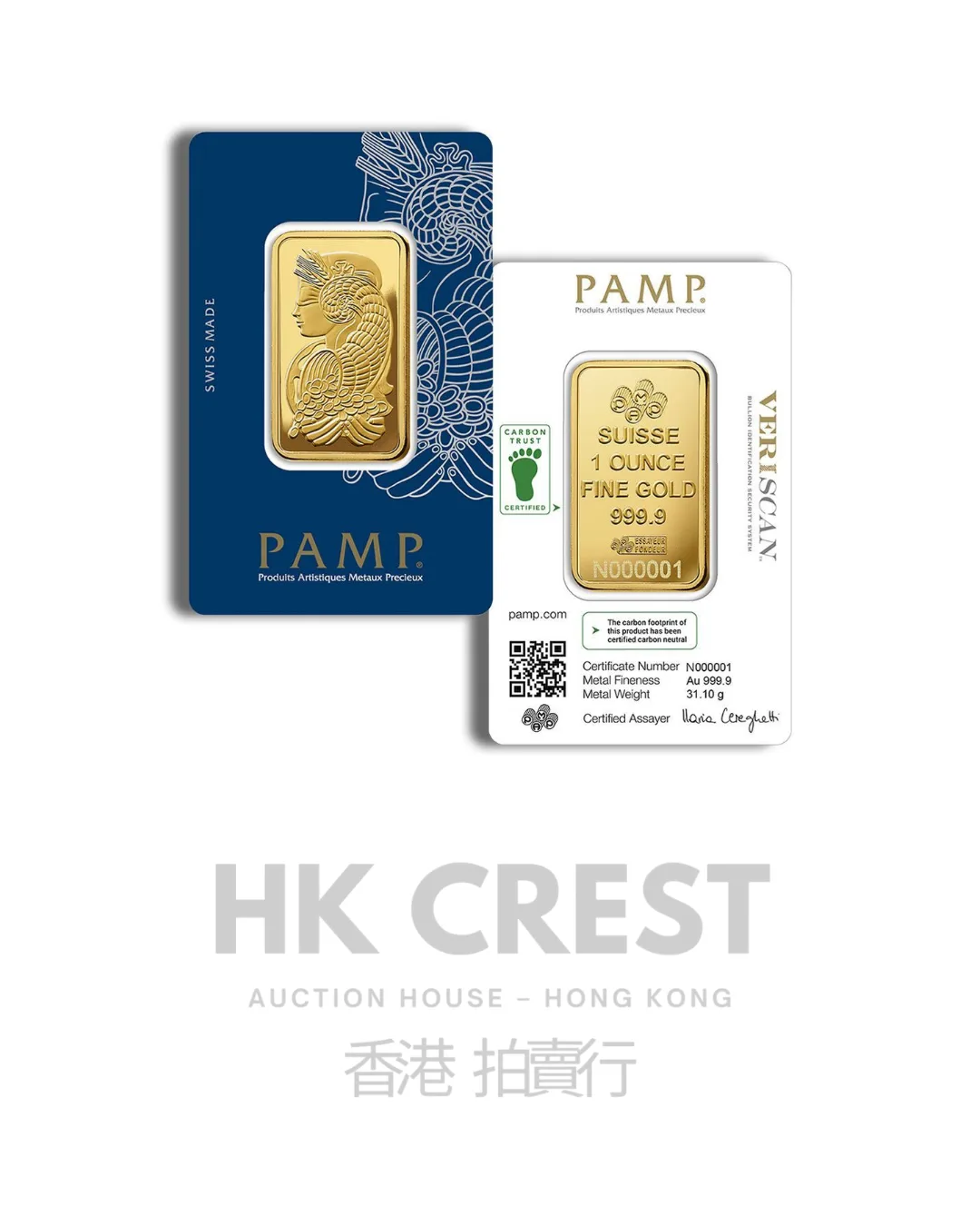 Investment gold bar by PAMP Suisse, Lady Fortuna series, 1 troy oz (31.1035 g), Au 9999