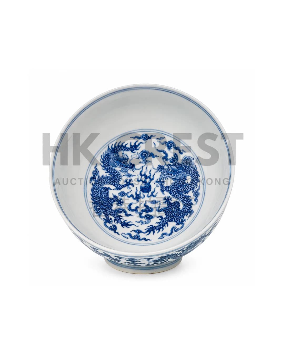 CHINESE BLUE AND WHITE PORCELAIN DRAGON BOWL