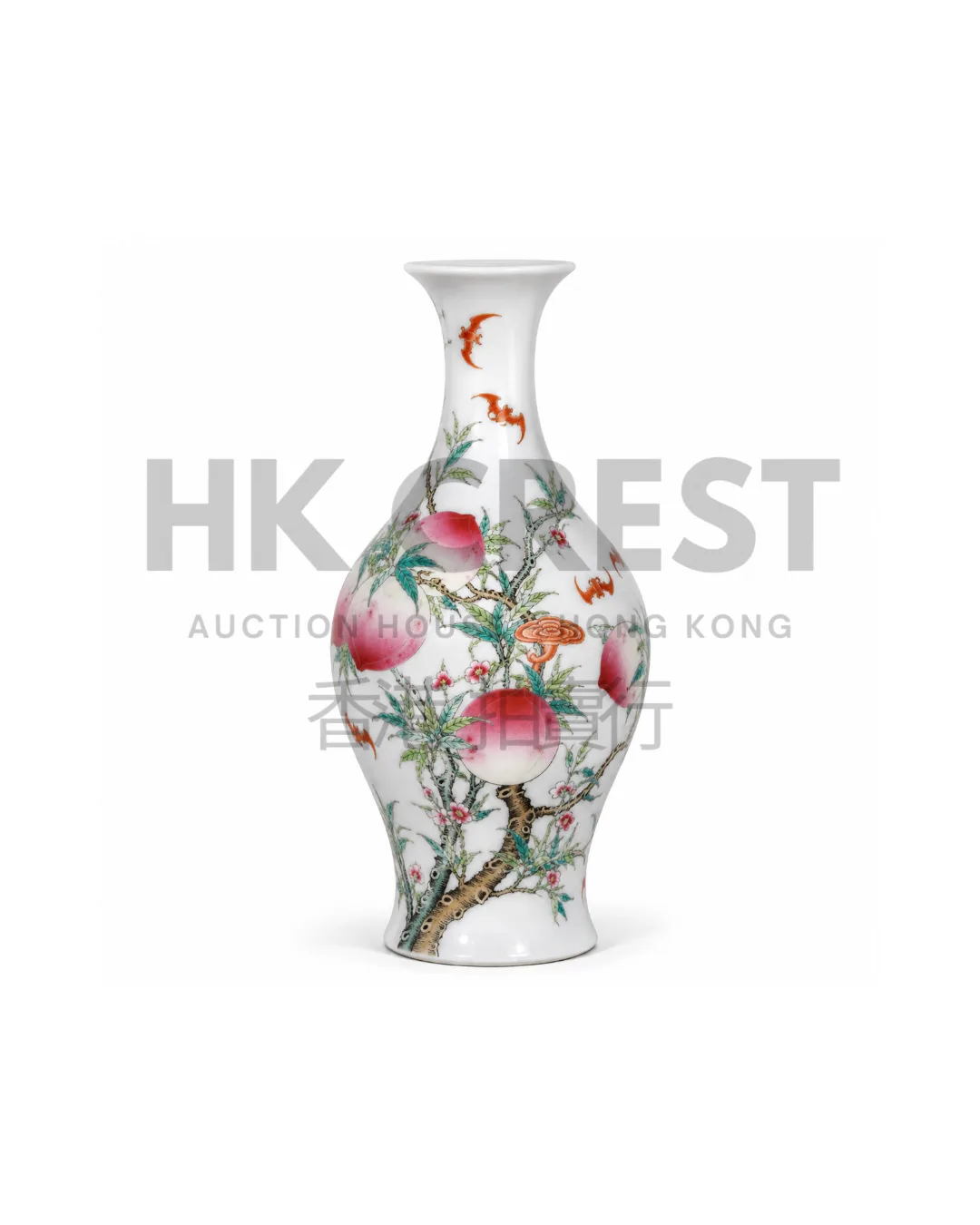 CHINESE FAMILLE ROSE PORCELAIN DISH PAINTED WITH PEACHES, BATS