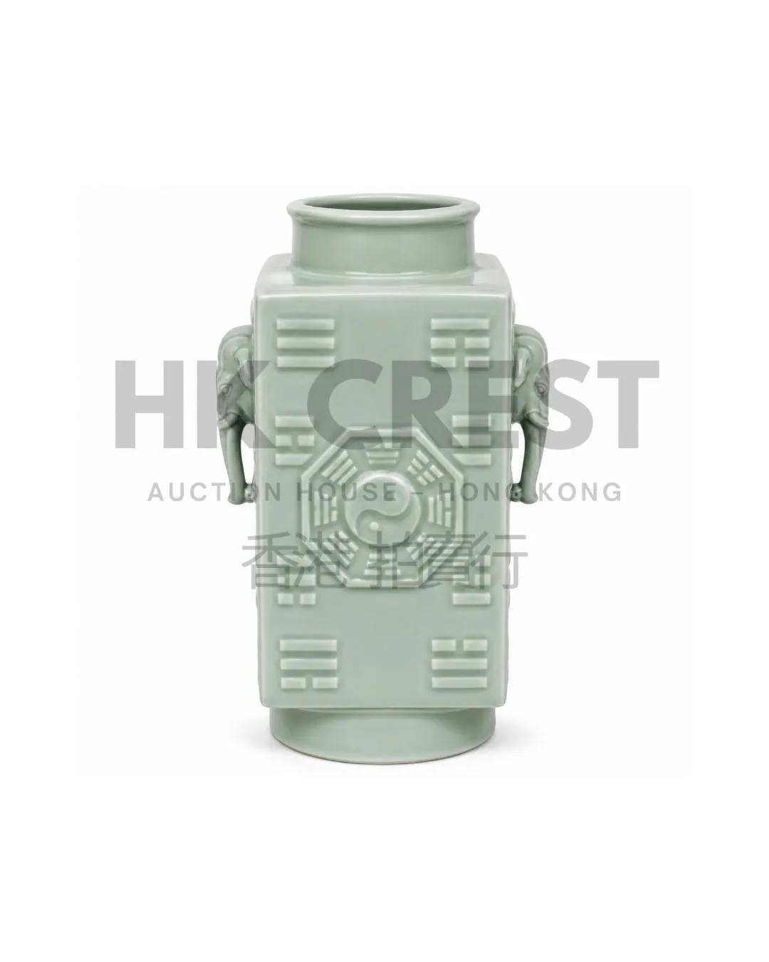 CHINESE CELADON-GLAZED PORCELAIN CONG-FORM VASE