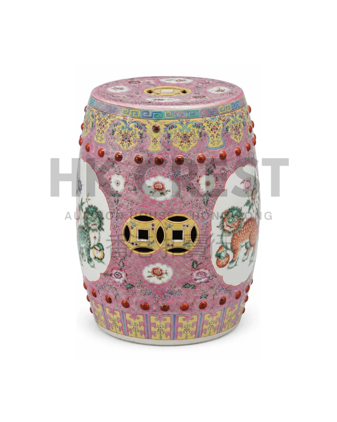 CHINESE FAMILLE ROSE PORCELAIN GARDEN SEAT, LATE QING