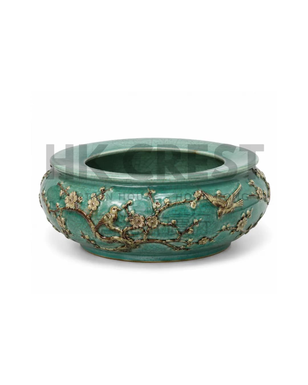 CHINESE BRUSH WASHER IS DECORATED WITH A SHALLOW ROUNDED BODY WITH GENTLY EVERTED RIM…