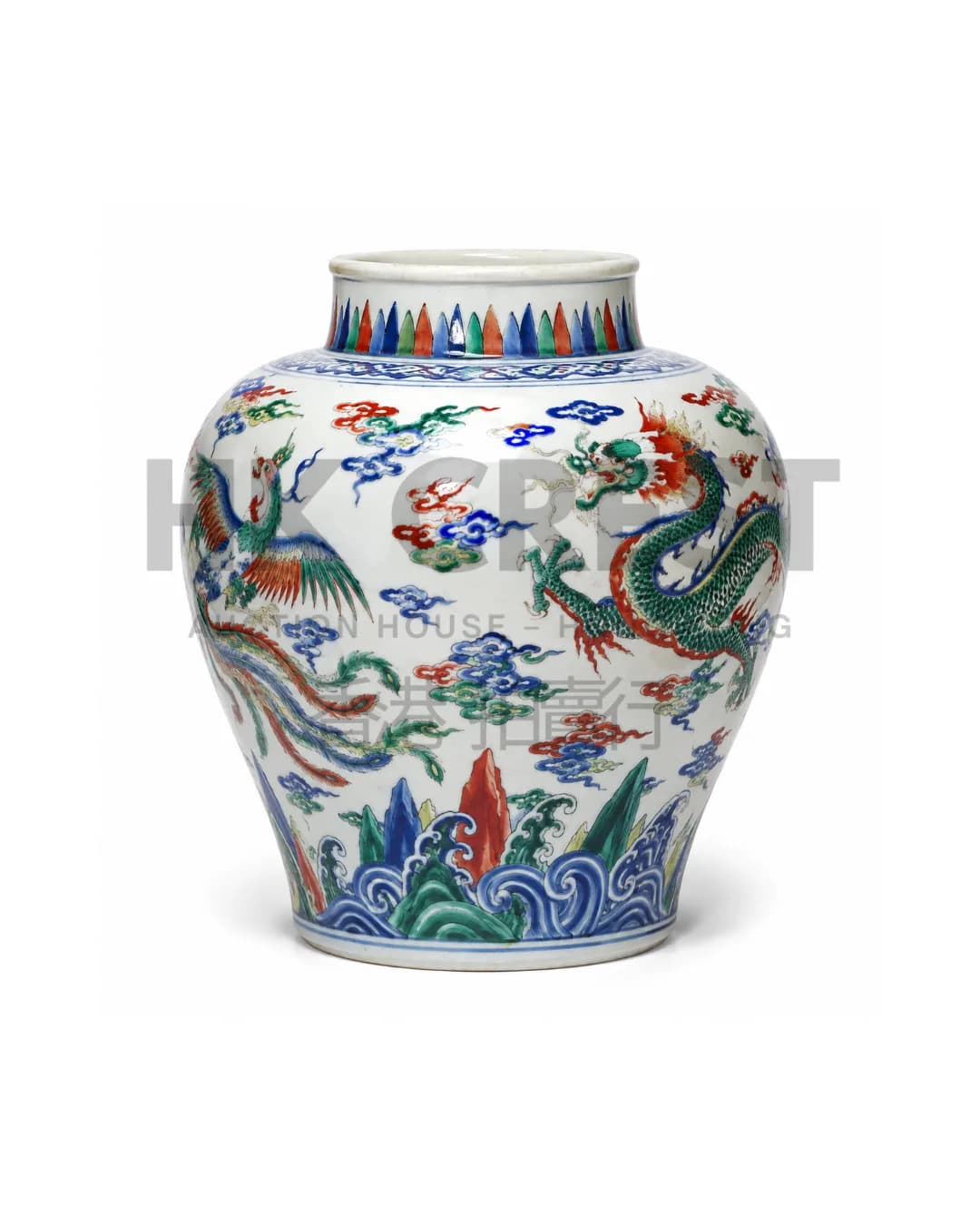 CHINESE BALUSTER JAR IS DECORATED WITH DRAGONS AND PHOENIXES AMID CLOUD SCROLLS IN…