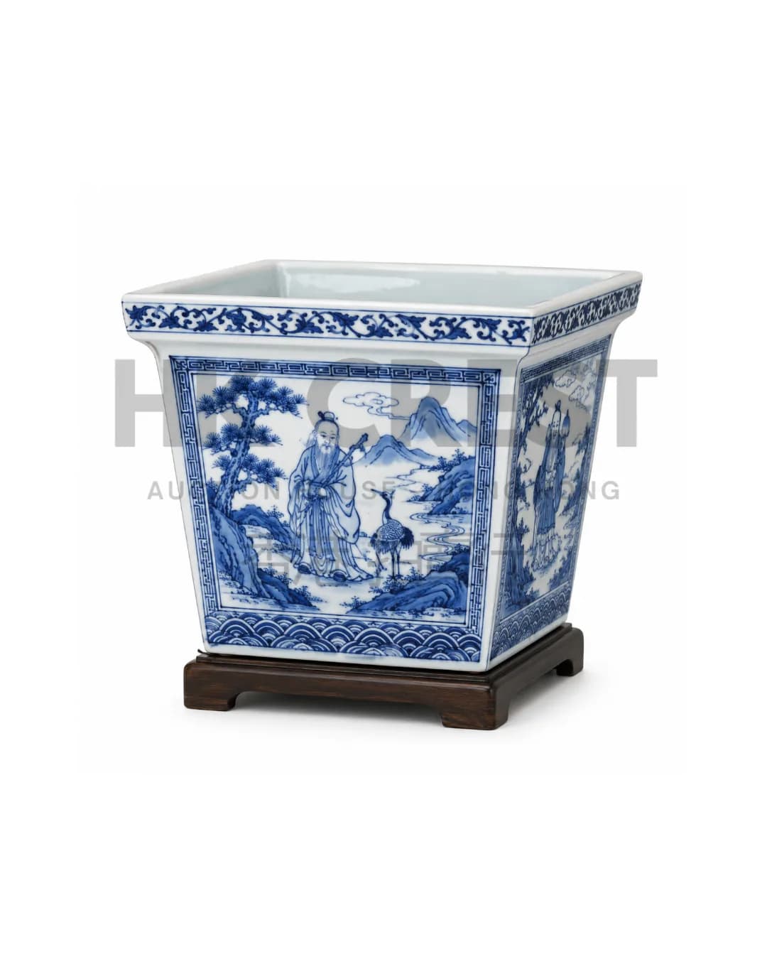 CHINESE BLUE AND WHITE SQUARE VASE