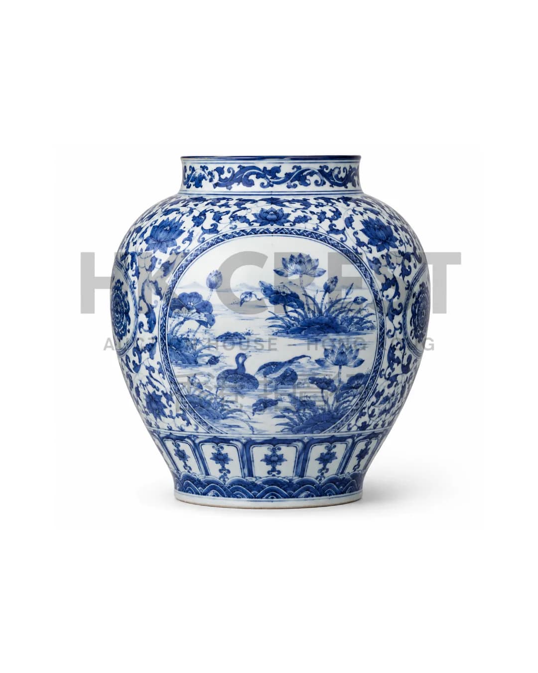 CHINESE BLUE AND WHITE LARGE JAR