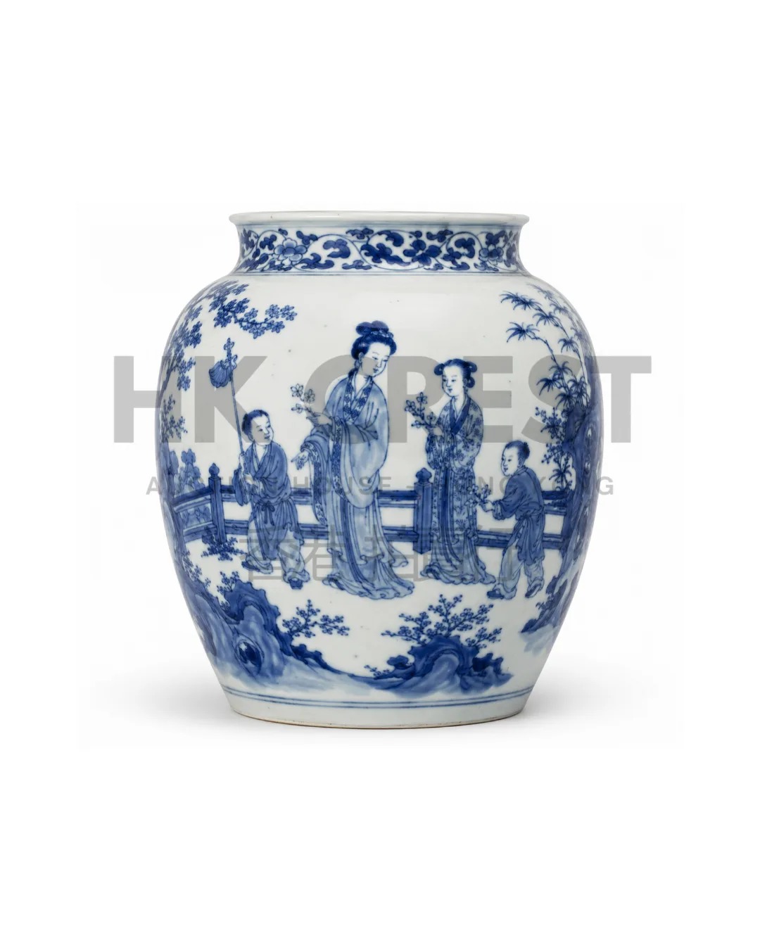 CHINESE BLUE AND WHITE TRANSITIONAL JAR