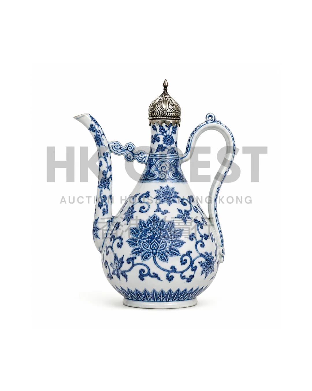 CHINESE BLUE AND WHITE EWER, LATE MING
