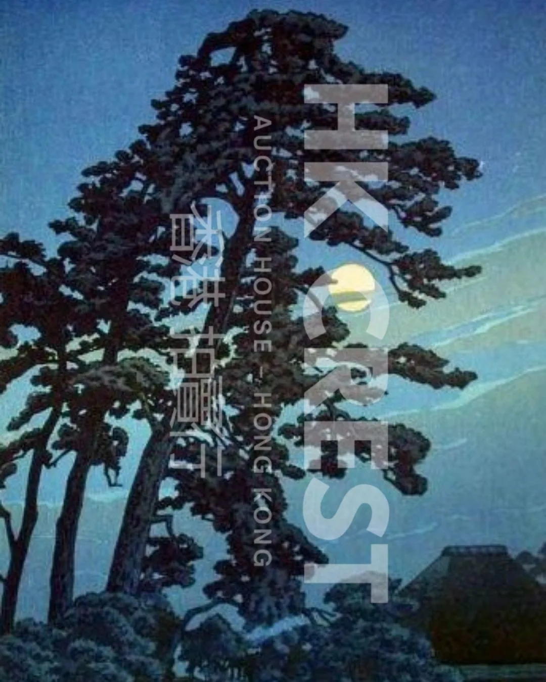 After Kawase Hasui — Moon at Magome