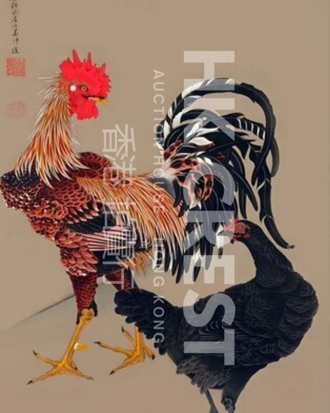 After Itō Jakuchū — Rooster and Hen