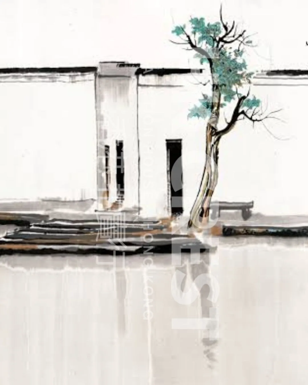 After Wu Guanzhong — White-Walled Jiangnan Village