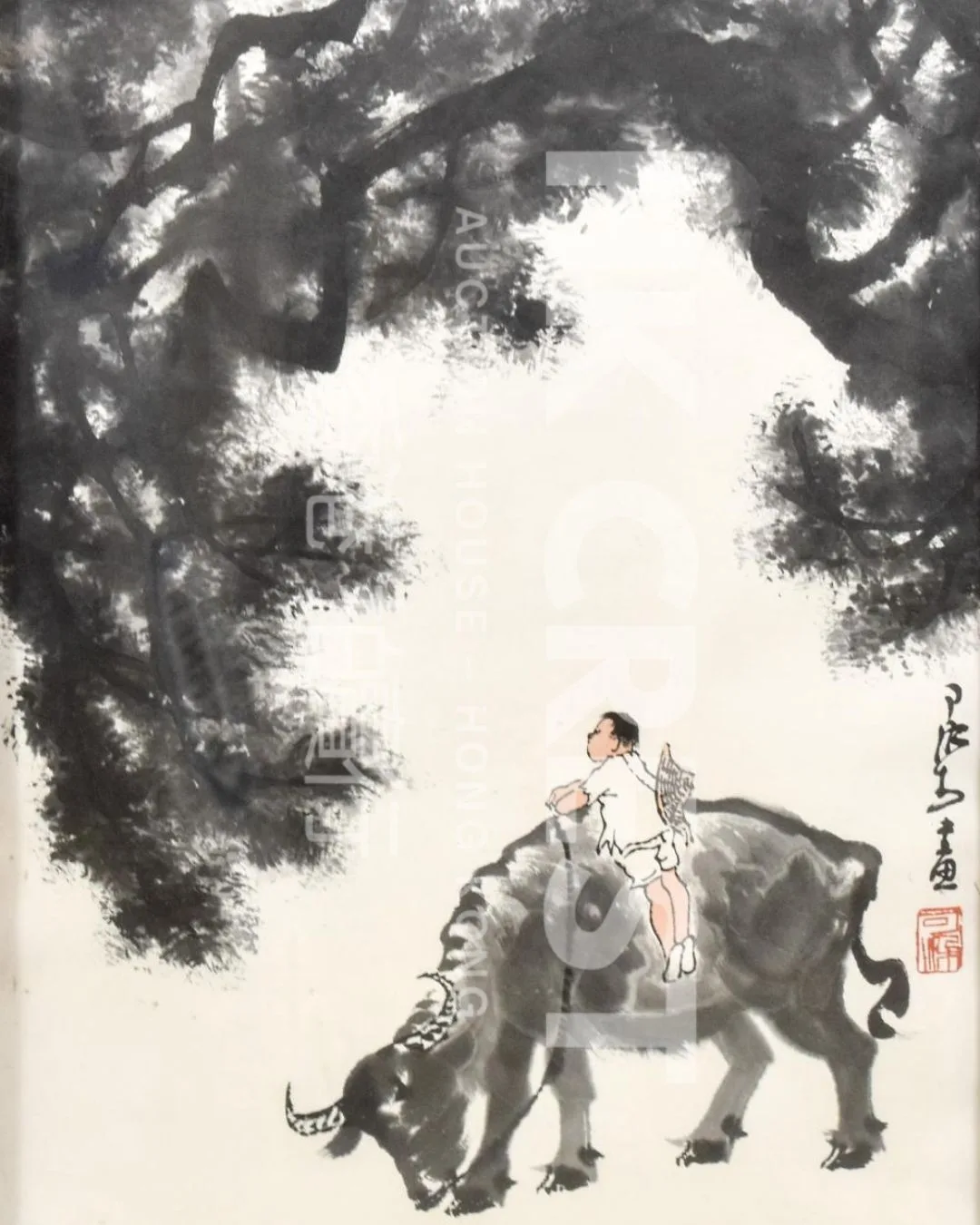 After Li Keran — Buffalo and Herd Boy