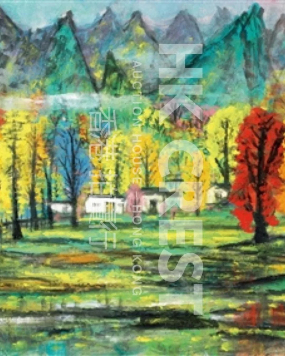 After Lin Fengmian — Autumn Landscape in Vivid Colour