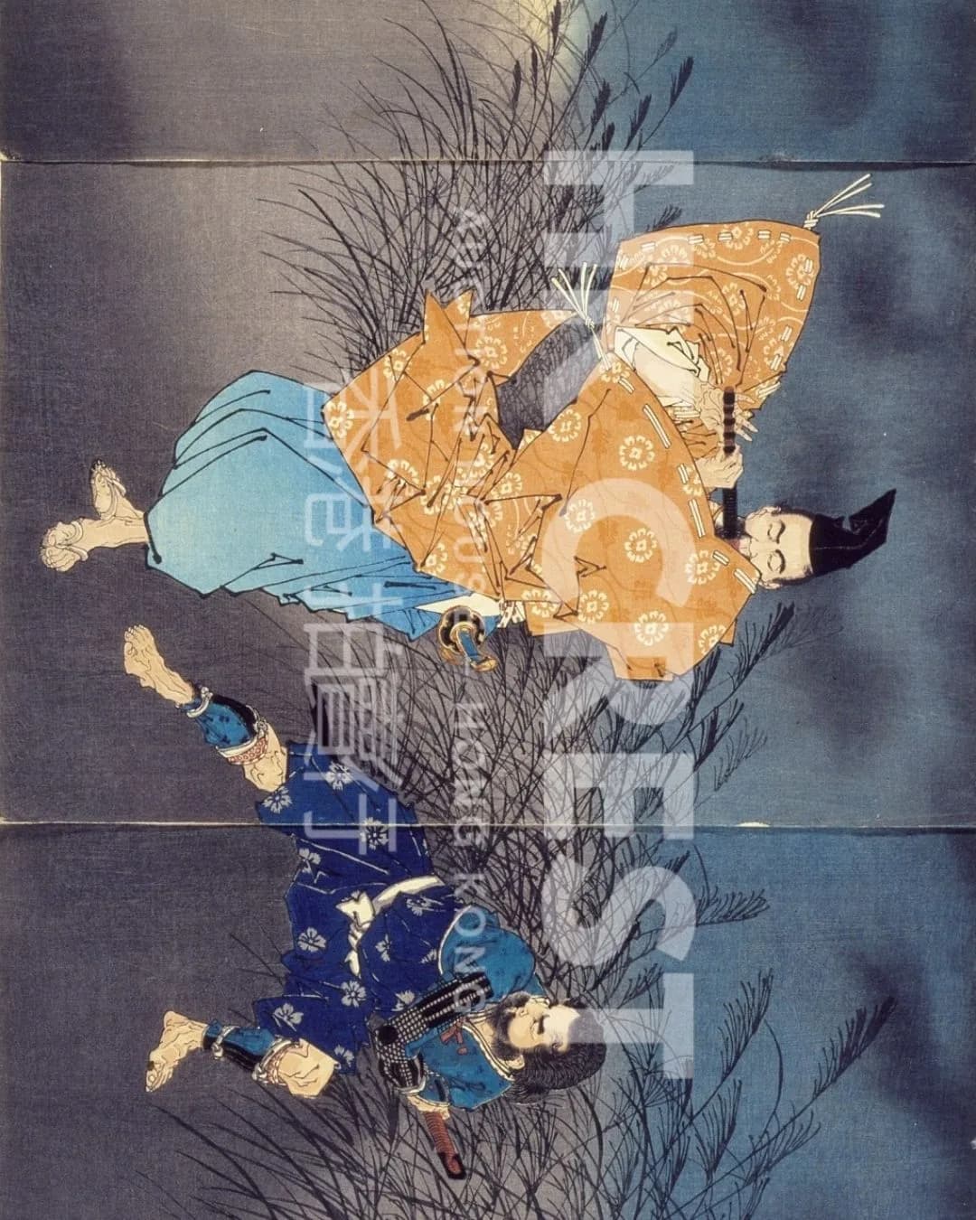 After Tsukioka Yoshitoshi — Fujiwara no Yasumasa Plays the Flute by Moonlight