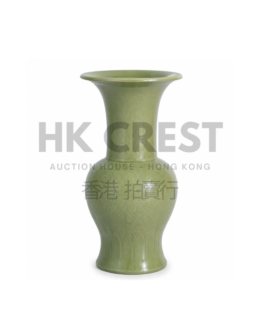 Porcelain baluster vase with a matte celadon-green glaze and restrained monochrome surface