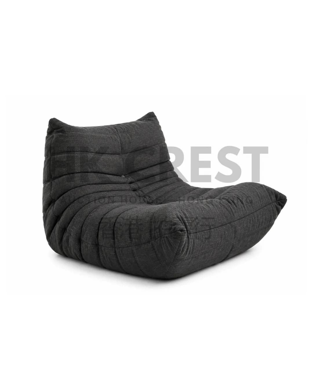 Ligne Roset Togo-style low lounge chair in charcoal textile upholstery