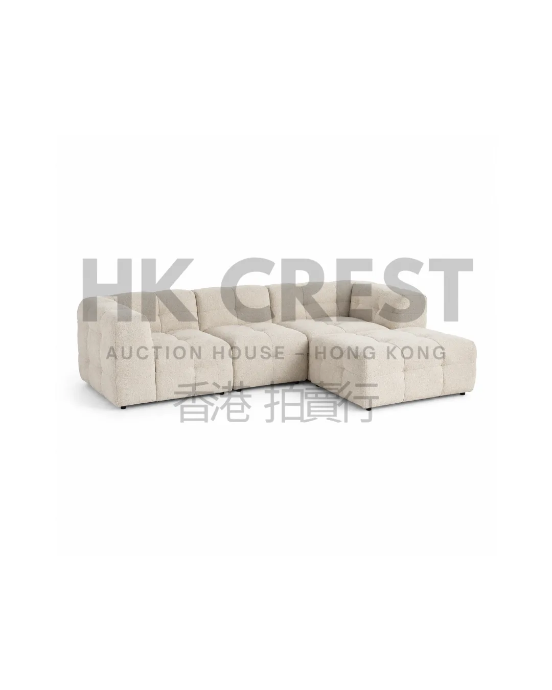Modular corner sofa in oatmeal-coloured textured fabric