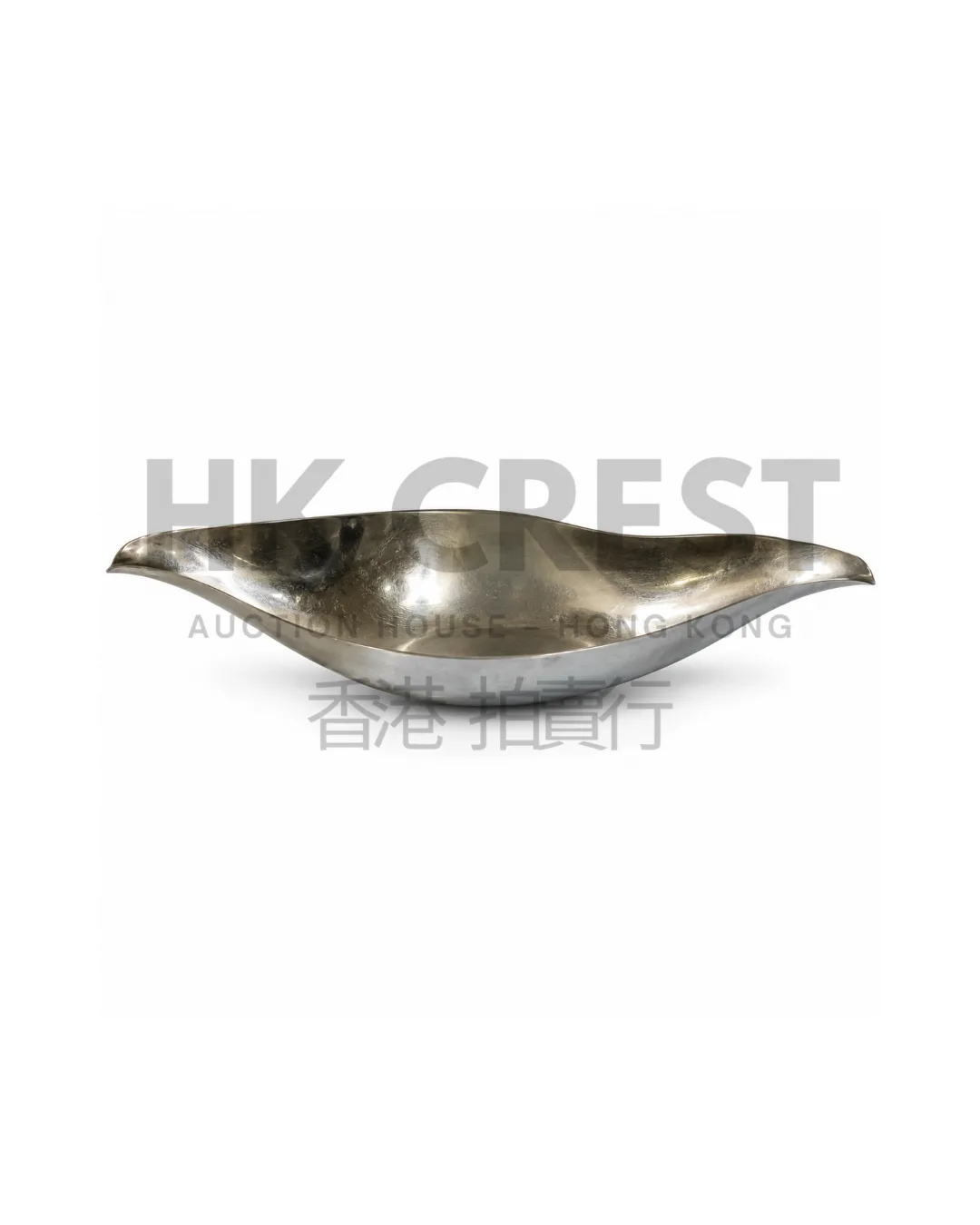Polished stainless-steel bowl with a wide elliptical rim and gently folded profile