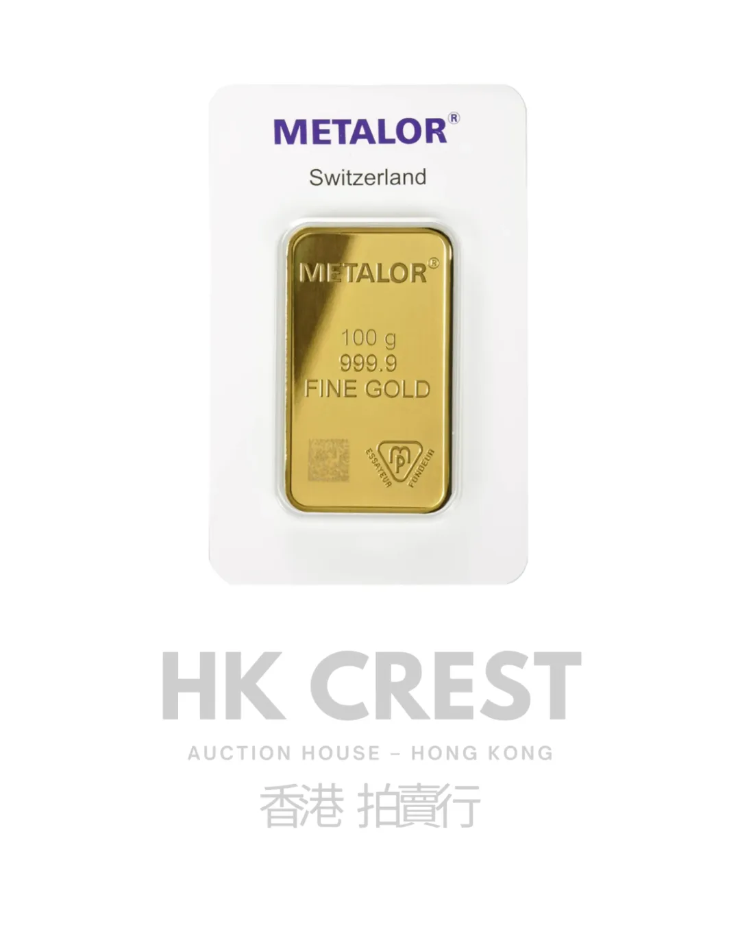 Metalor Refinery Standard cast investment gold bar, 100 g, Au 9999 fine gold