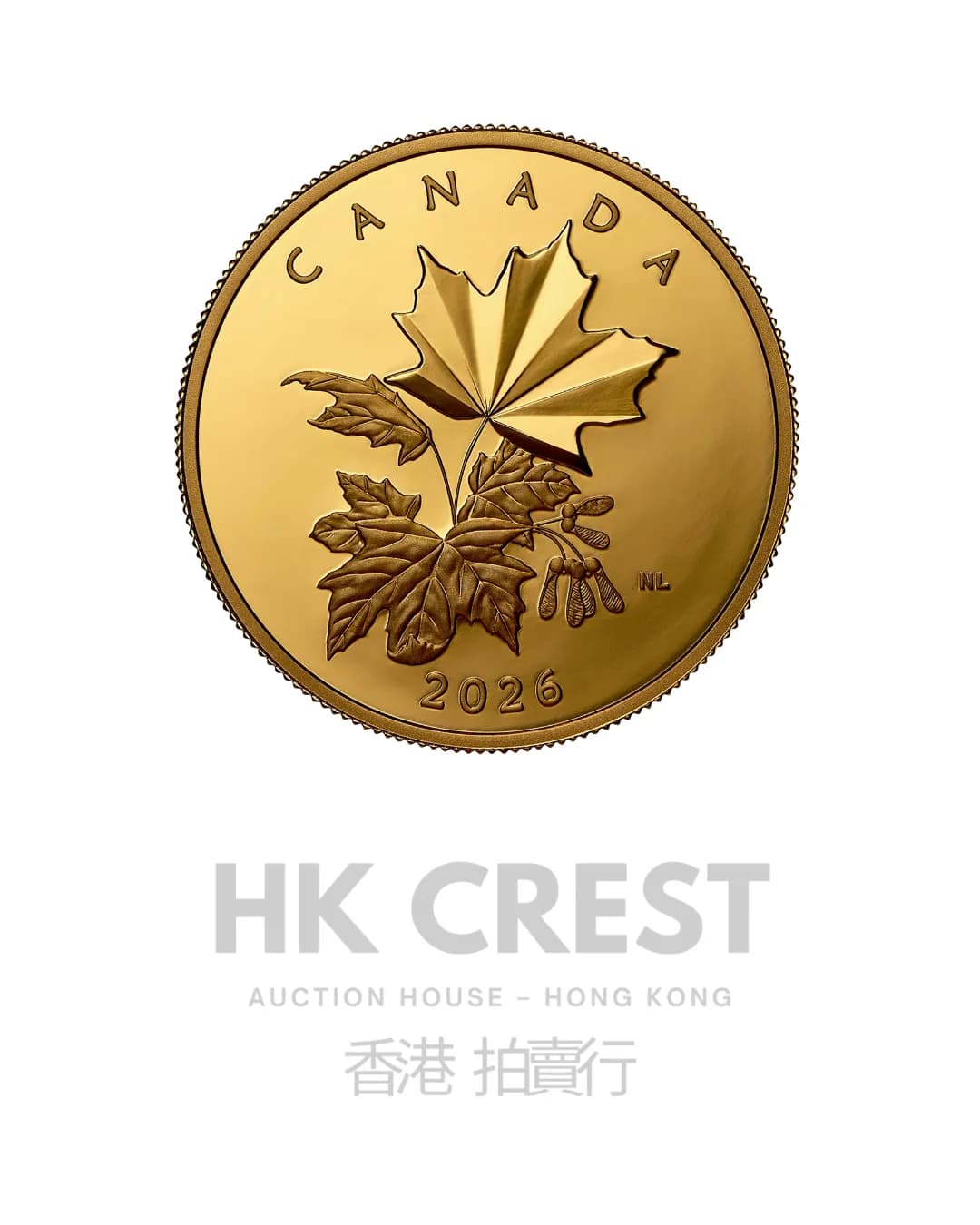 Royal Canadian Mint Maple Leaf, 2026, 1 troy oz, Au 9999 fine gold, denomination CAD 50