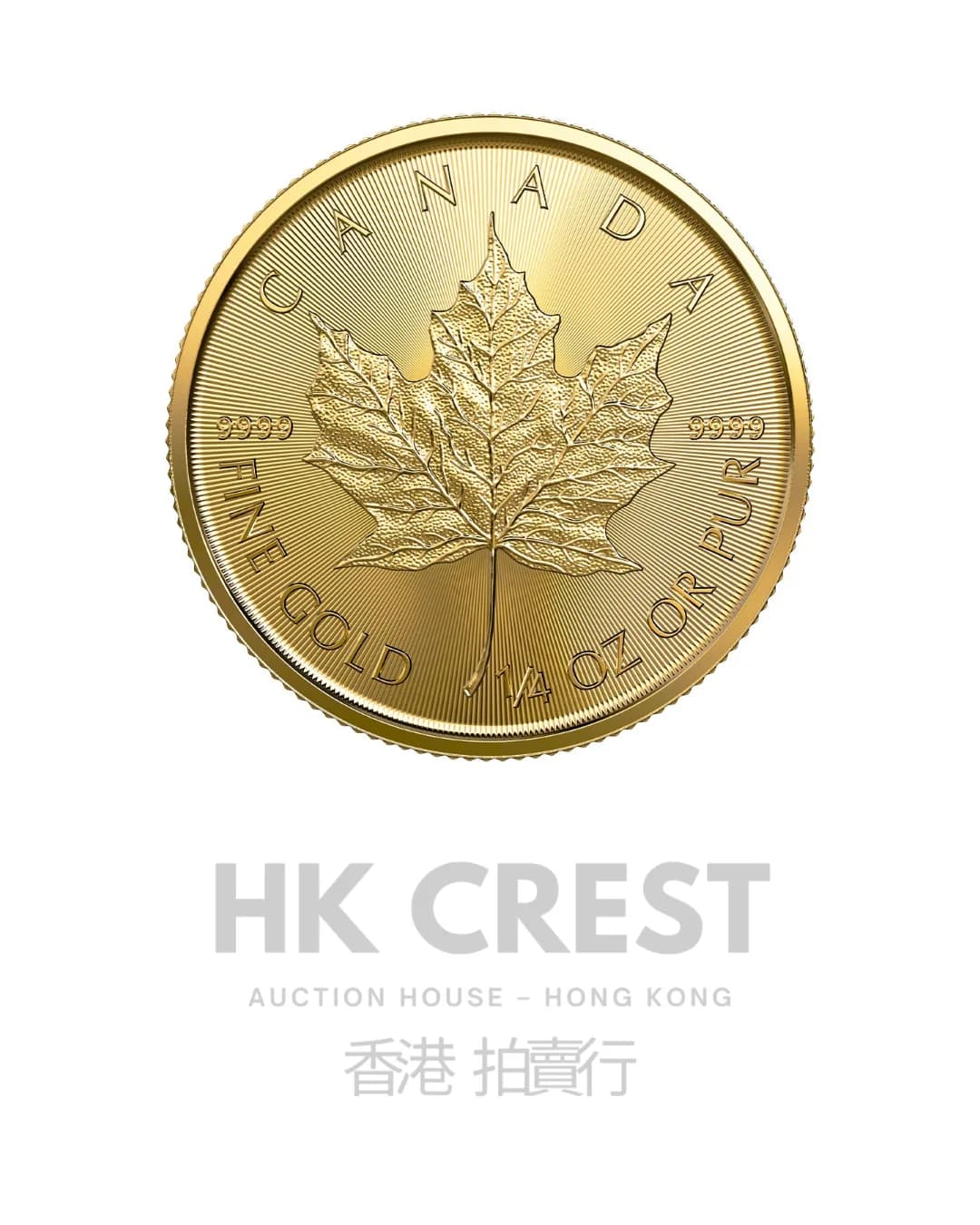 Royal Canadian Mint Maple Leaf, 2022, 1/4 troy oz, Au 9999 fine gold, denomination CAD 10