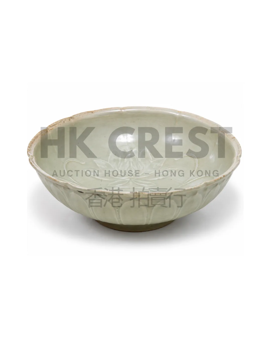 CHINESE CELADON-GLAZED PORCELAIN LOBED BOWL