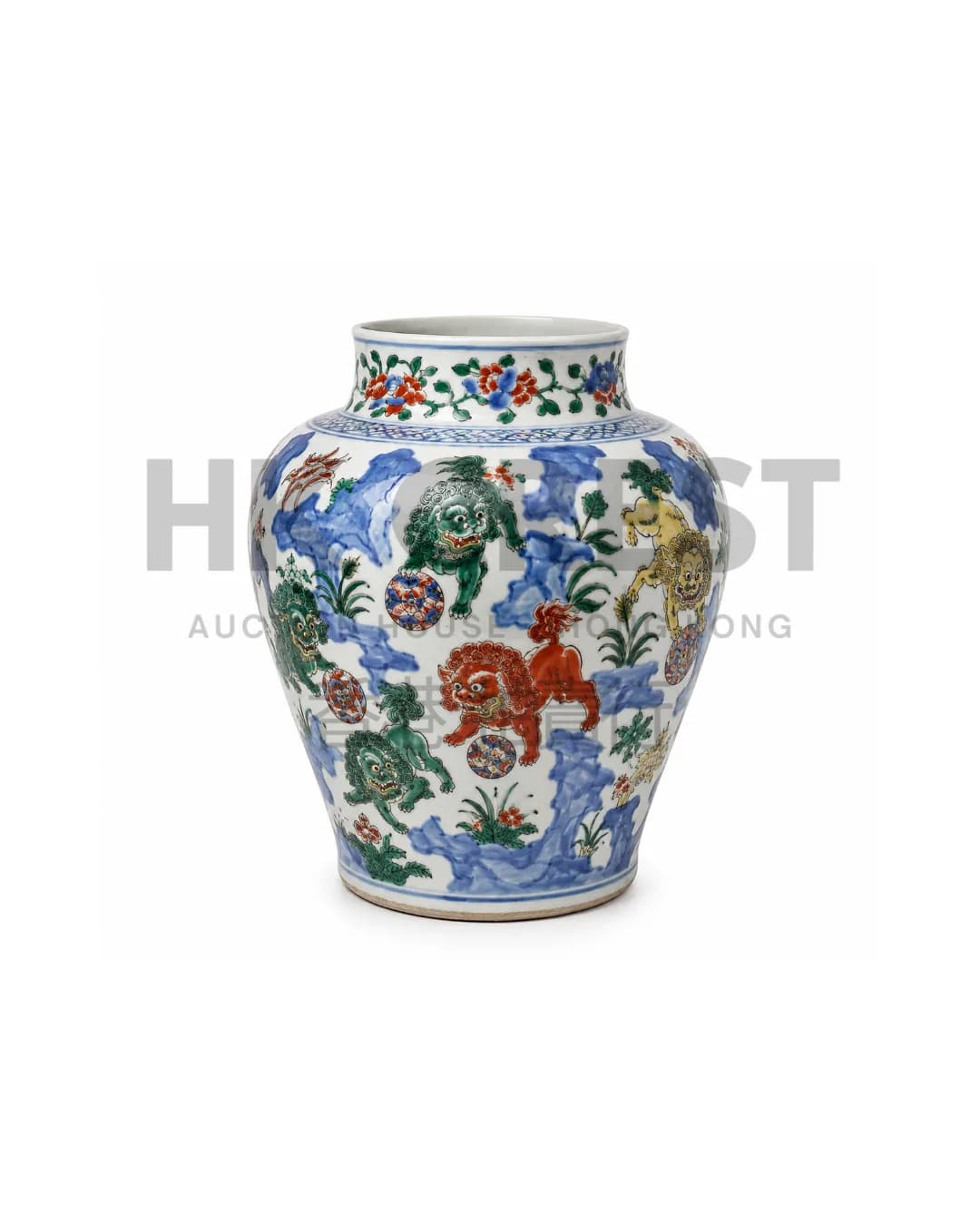 CHINESE WUCAI BALUSTER VASE, LATE MING