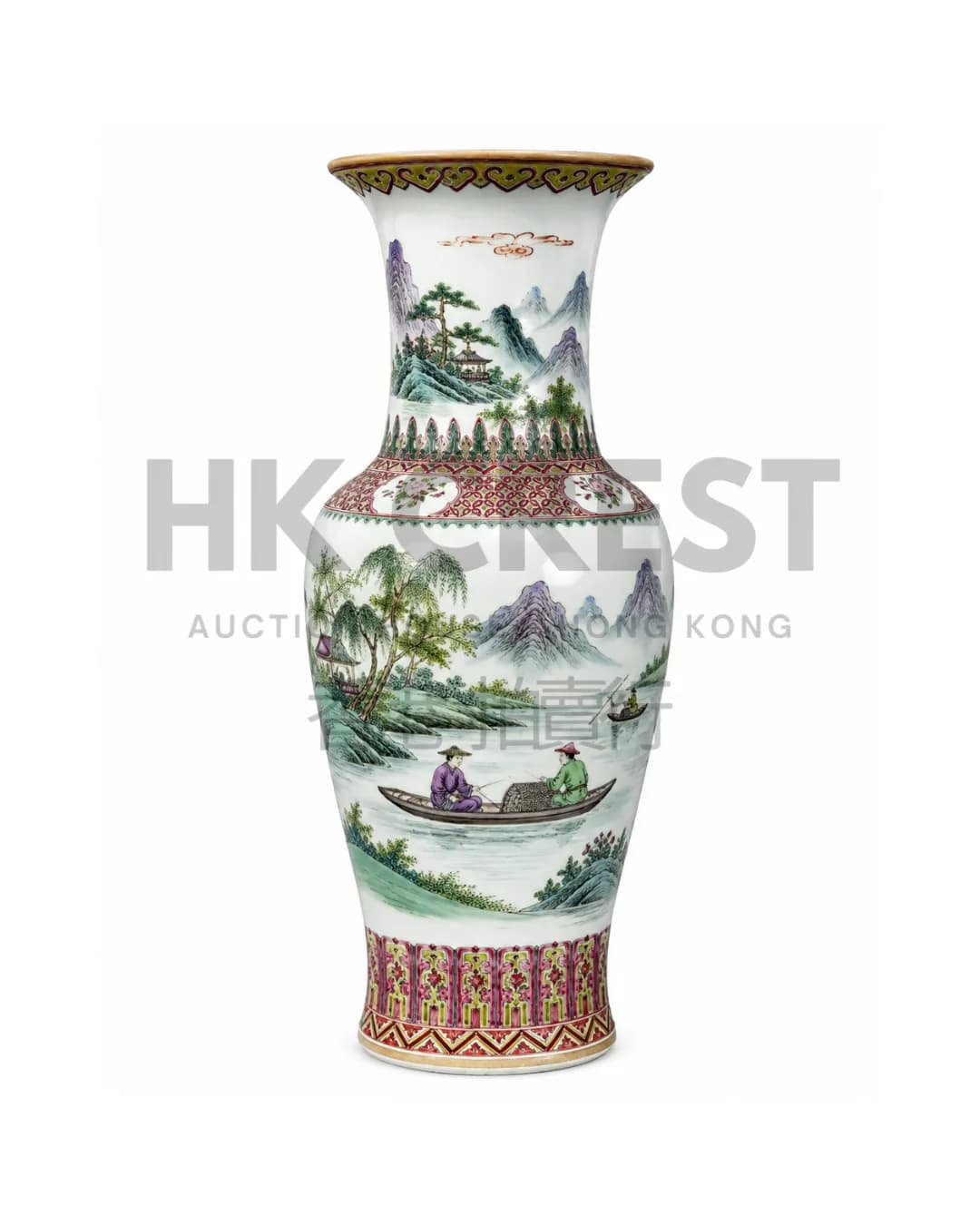 CHINESE JINGDEZHEN FAMILLE ROSE PORCELAIN BALUSTER VASE