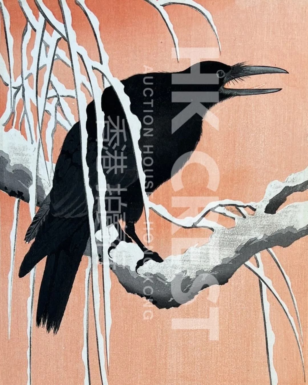 After Ohara Koson — Crow on a Snowy Branch