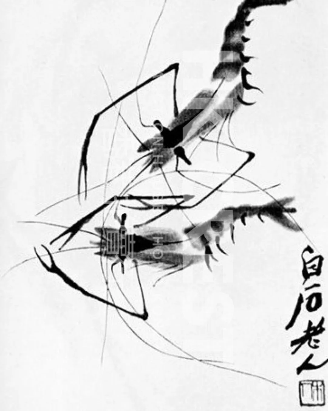After Qi Baishi — Shrimps