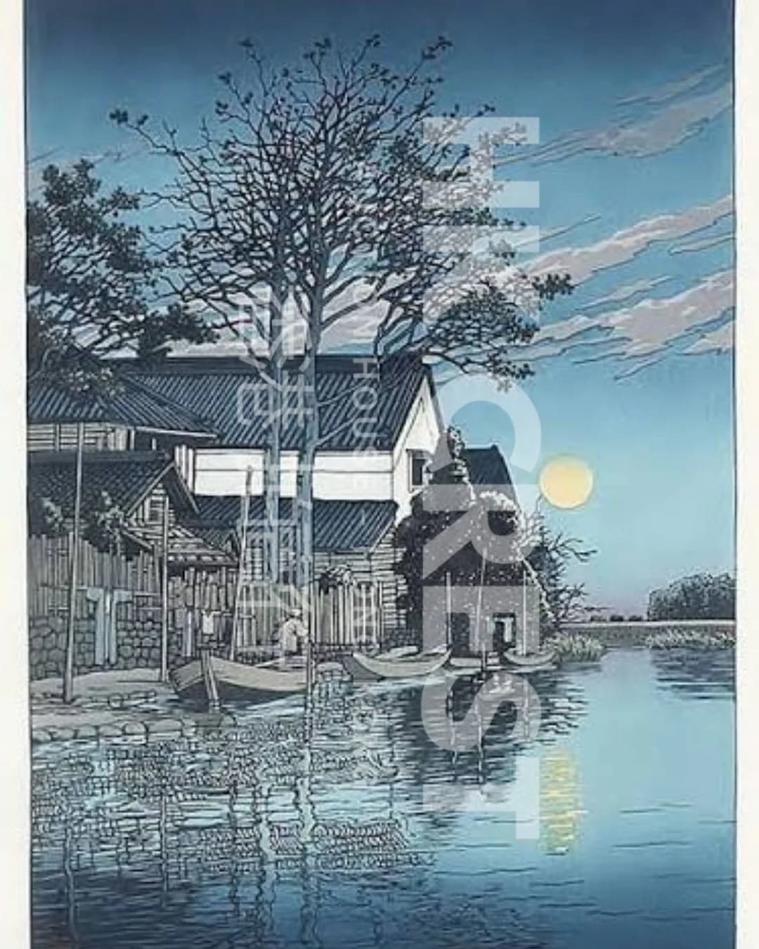 After Kawase Hasui — Evening at Itako