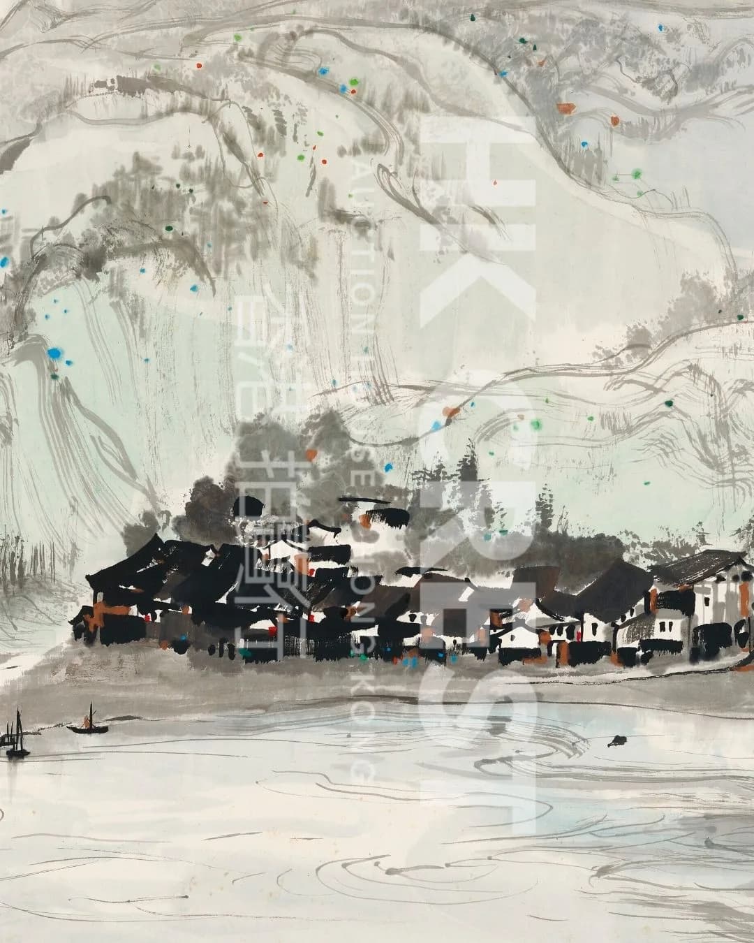 After Wu Guanzhong — Snowy Riverside Village