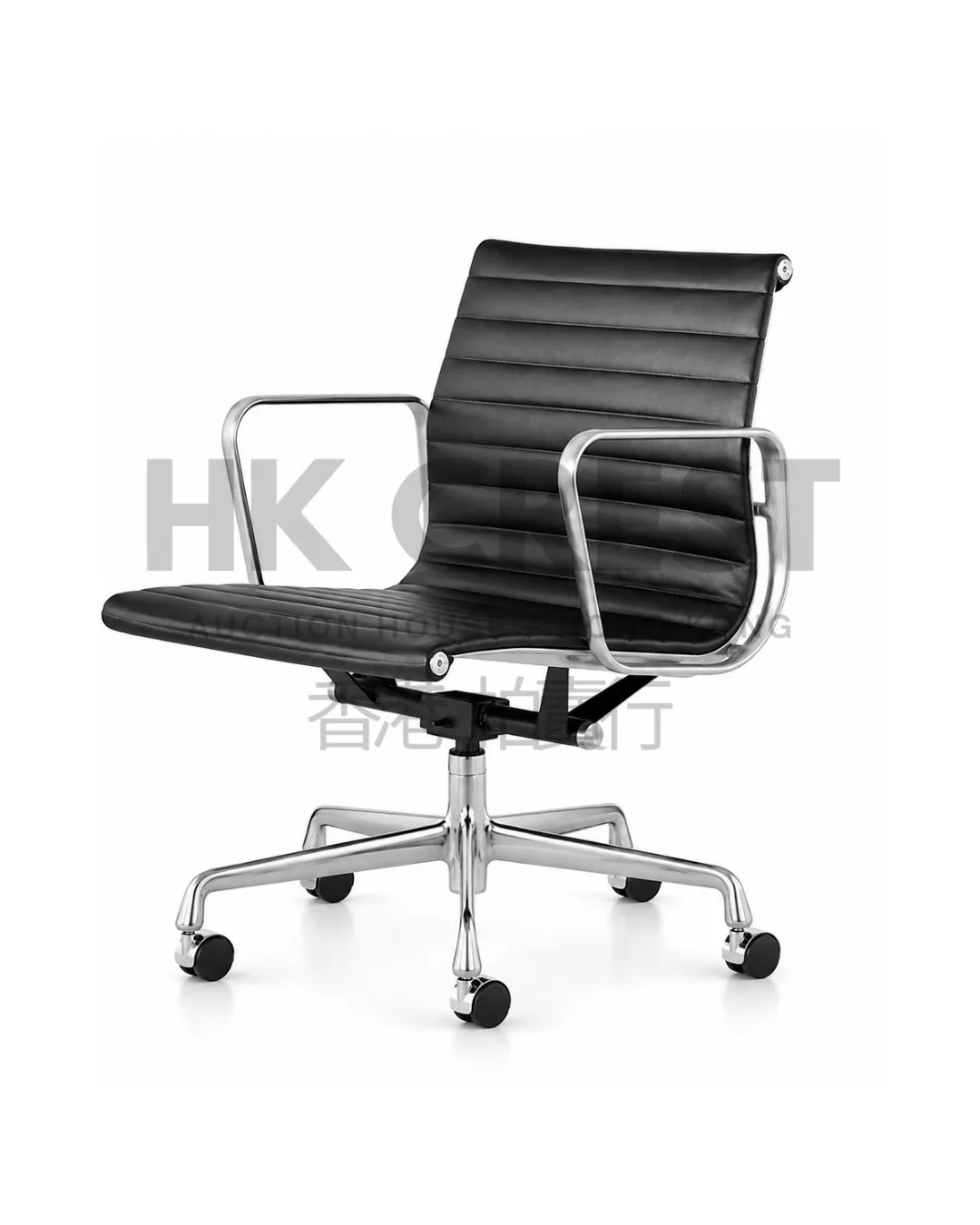 Herman Miller Eames Aluminium Group-style management chair with black leather…