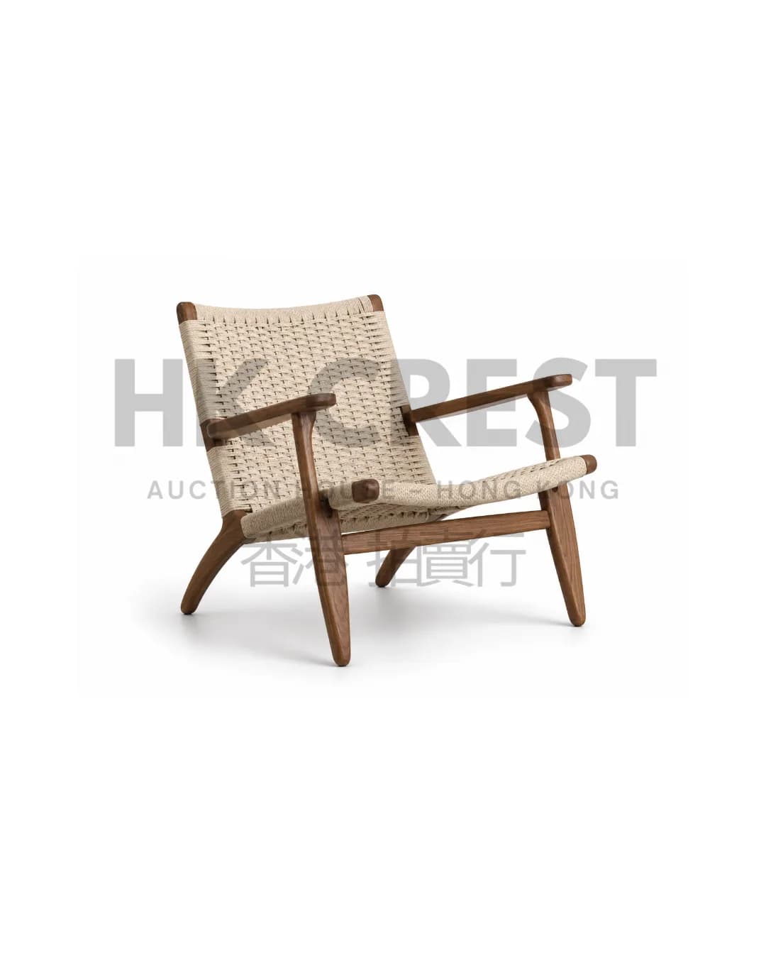 Low accent chair with a sculpted plywood frame
