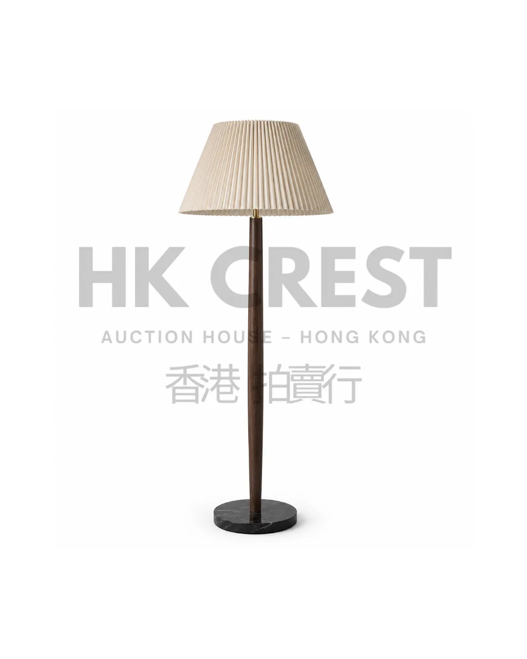 Floor lamp with a large pleated fabric shade