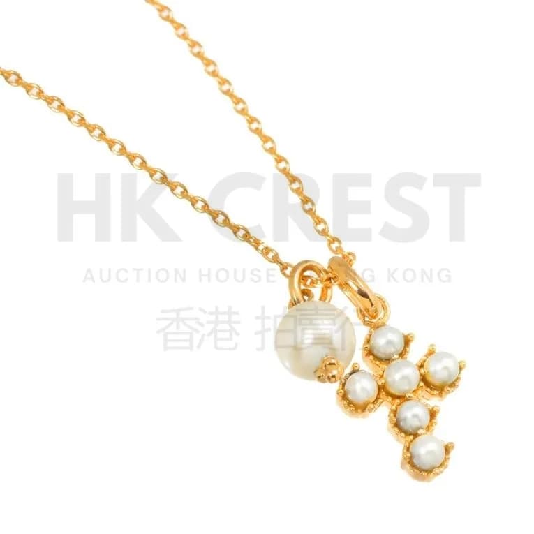 Samantha Tiara Cross Necklace with Akoya Pearl (5.1 mm)